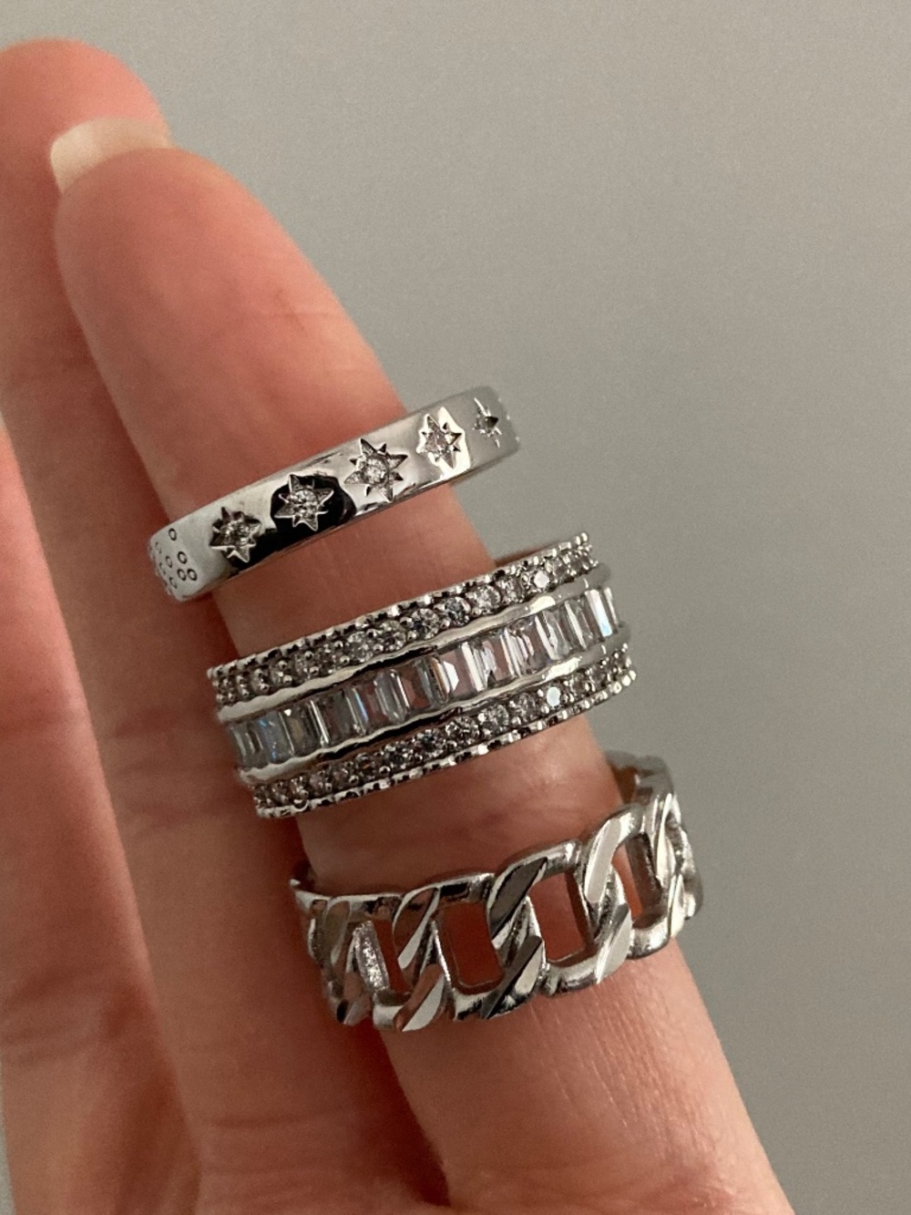 CHILD OF WILD SZ8 Ring SET Silver Stackable layering cocktail Rings Silver Set